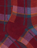 Kurze Damensocken aus warmer Baumwolle, bordeauxrot mit Tartanmuster