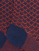 Lange Herrensocken aus Wolle, Seide und Kaschmir, blau mit geometrischem Muster