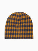 Berretto reversibile unise pile blu fantasia vichy e tinta unita