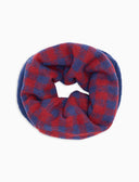 Wendbarer Unisex-Schlauchschal aus Fleece in Rot mit Vichy-Muster und unifarbener Seite