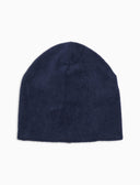 Wendbare Kinder-Calotta aus Fleece in Blau mit Vichy-Muster und unifarbener Innenseite