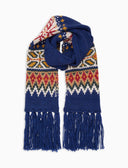 Unisex-Schal mit Fransen in Blau mit weihnachtlichem griechischem Muster