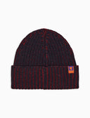 Unisex-Mütze mit Umschlag aus Wolle, blau, zweifarbige Vanisé-Rippe