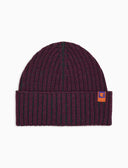Unisex-Mütze mit Umschlag aus Wolle, violett, zweifarbige Vanisé-Rippe