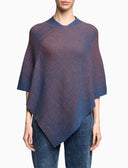 Poncho de lana para mujer, canalé Vanisé bicolor, color pavo real