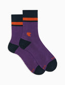 Calze corte unisex spugna di cotone viola con righe e testa gallo