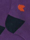 Calze corte unisex spugna di cotone viola con righe e testa gallo