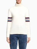 Damen-Rollkragenpullover aus weißer Wolle, einfarbig