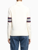 Damen-Rollkragenpullover aus weißer Wolle, einfarbig