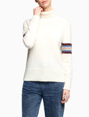 Damen-Rollkragenpullover aus weißer Wolle, einfarbig