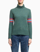 Pull dolcevita donna lana verde tinta unita