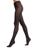 Damen-Netzstrumpfhose aus Baumwolle und Kaschmir, schwarz, einfarbig