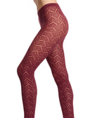Collant traforato donna cotone e cashmere bordò tinta unita