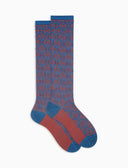 Calze lunghe donna viscosa blu fantasia stile liberty