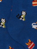 Calze lunghe bambino cotone caldo blu fantasia gatti giocosi