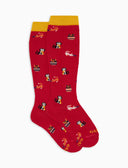Kids' long red warm cotton socks