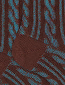 Calze corte unisex lana e cotone marrone lavorazione trecce a due colori