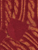 Calze corte unisex lana e cotone bordò lavorazione trecce a due colori