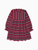 Vestido infantil de manga larga de forro polar rosa con rayas Multicolor
