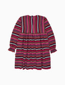 Vestido infantil de manga larga de forro polar rosa con rayas Multicolor