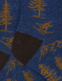 Lange Kindersocken aus warmer Baumwolle, blau, mit Off-Piste-Skifahrer-Motiv