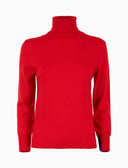 Pull dolcevita donna lana rosso tinta unita