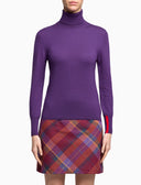 Pull dolcevita donna lana viola tinta unita