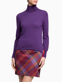 Pull dolcevita donna lana viola tinta unita