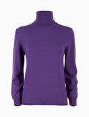 Pull dolcevita donna lana viola tinta unita