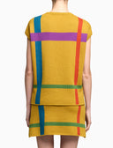 Women's yellow wool waistcoat with tartan motif