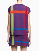 Women's purple wool waistcoat with tartan motif
