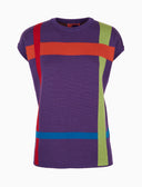 Women's purple wool waistcoat with tartan motif