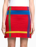 Women's red wool with tartan motif skirt