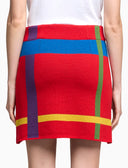 Women's red wool with tartan motif skirt