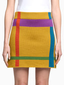 Women's yellow wool with tartan motif skirt