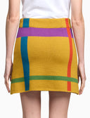 Women's yellow wool with tartan motif skirt