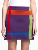 Women's purple wool with tartan motif skirt