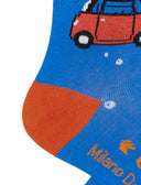 Calze lunghe donna cotone blu con coralli e Fiat Topolino
