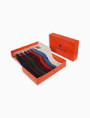 Box con 7 paia di calze lunghe uomo a coste in cotone tinta unita