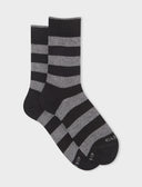 Calze corte donna cotone nero righe bicolore - Gallo 1927 - Official Online Shop