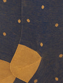 Calze lunghe uomo cotone oltremare/curry fantasia pois su cangiante - Gallo 1927 - Official Online Shop