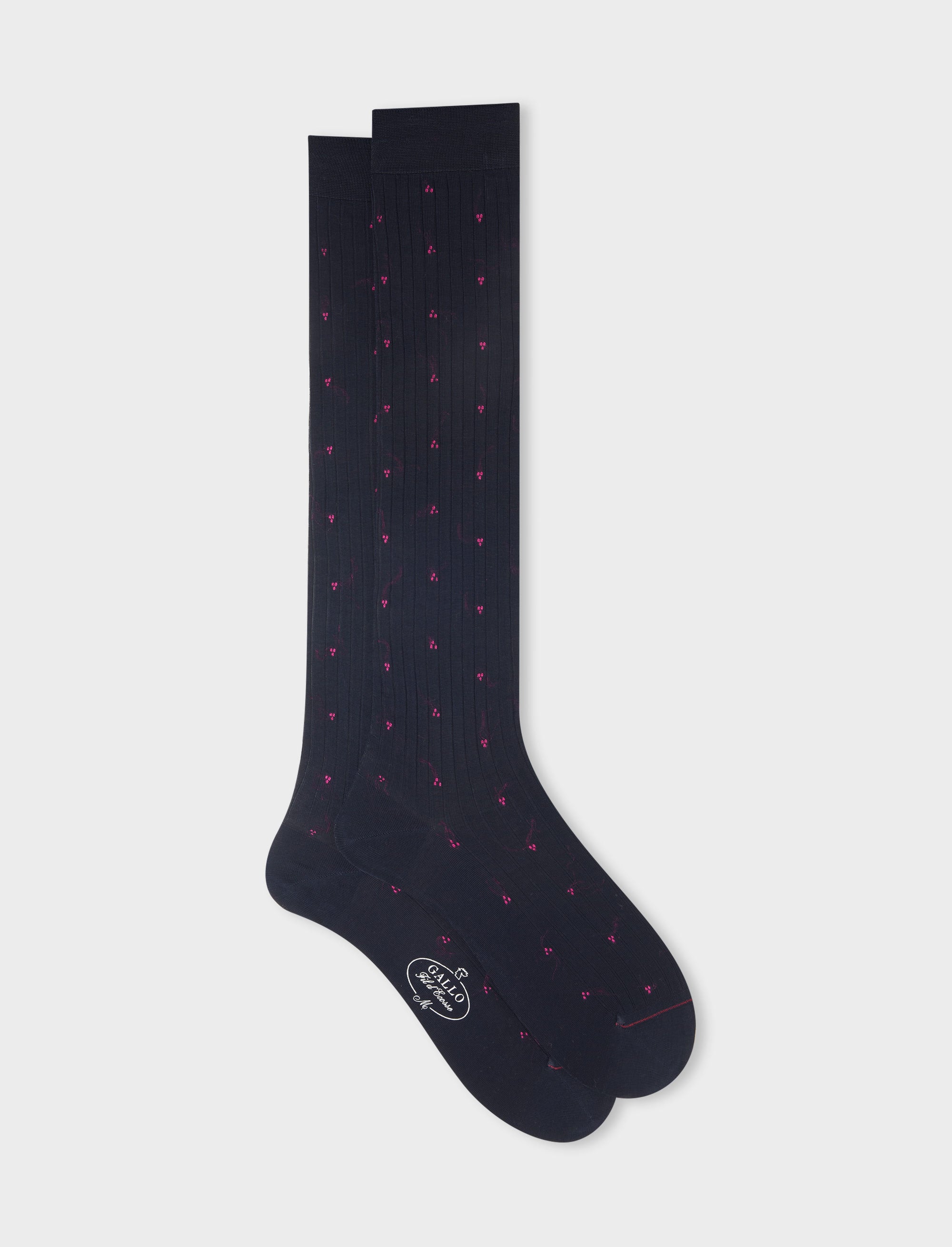 Men's long blue cotton socks with embroidery | Gallo