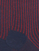 Calze lunghe uomo lana e cotone blu mélange/papavero twin rib - Gallo 1927 - Official Online Shop