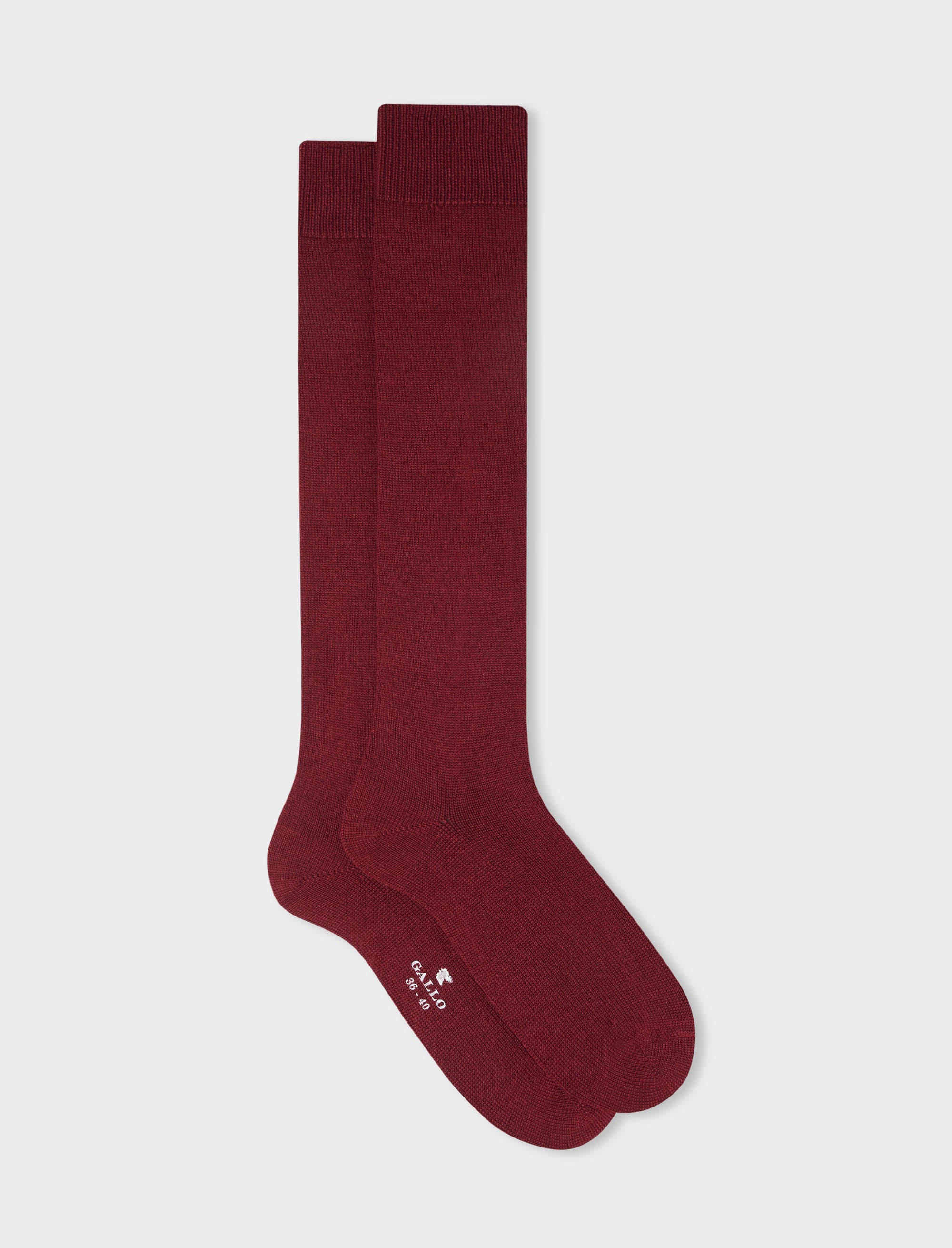 Women's long plain burgundy socks in wool, silk and cashmere | Gallo