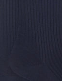 Calze lunghe uomo lana blu tinta unita a coste - Gallo 1927 - Official Online Shop