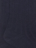Calze lunghe uomo lana, seta e cashmere blu tinta unita a coste - Gallo 1927 - Official Online Shop