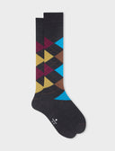 Calze lunghe uomo lana antracite fantasia intarsio - Gallo 1927 - Official Online Shop