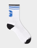 Calza corta unisex spugna di cotone bianco tinta unita con lettera G. Venduta singolarmente. - Gallo 1927 - Official Online Shop