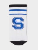Calza corta unisex spugna di cotone bianco tinta unita con lettera S. Venduta singolarmente. - Gallo 1927 - Official Online Shop