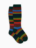 Calze lunghe bambino cotone verde righe multicolor - Gallo 1927 - Official Online Shop
